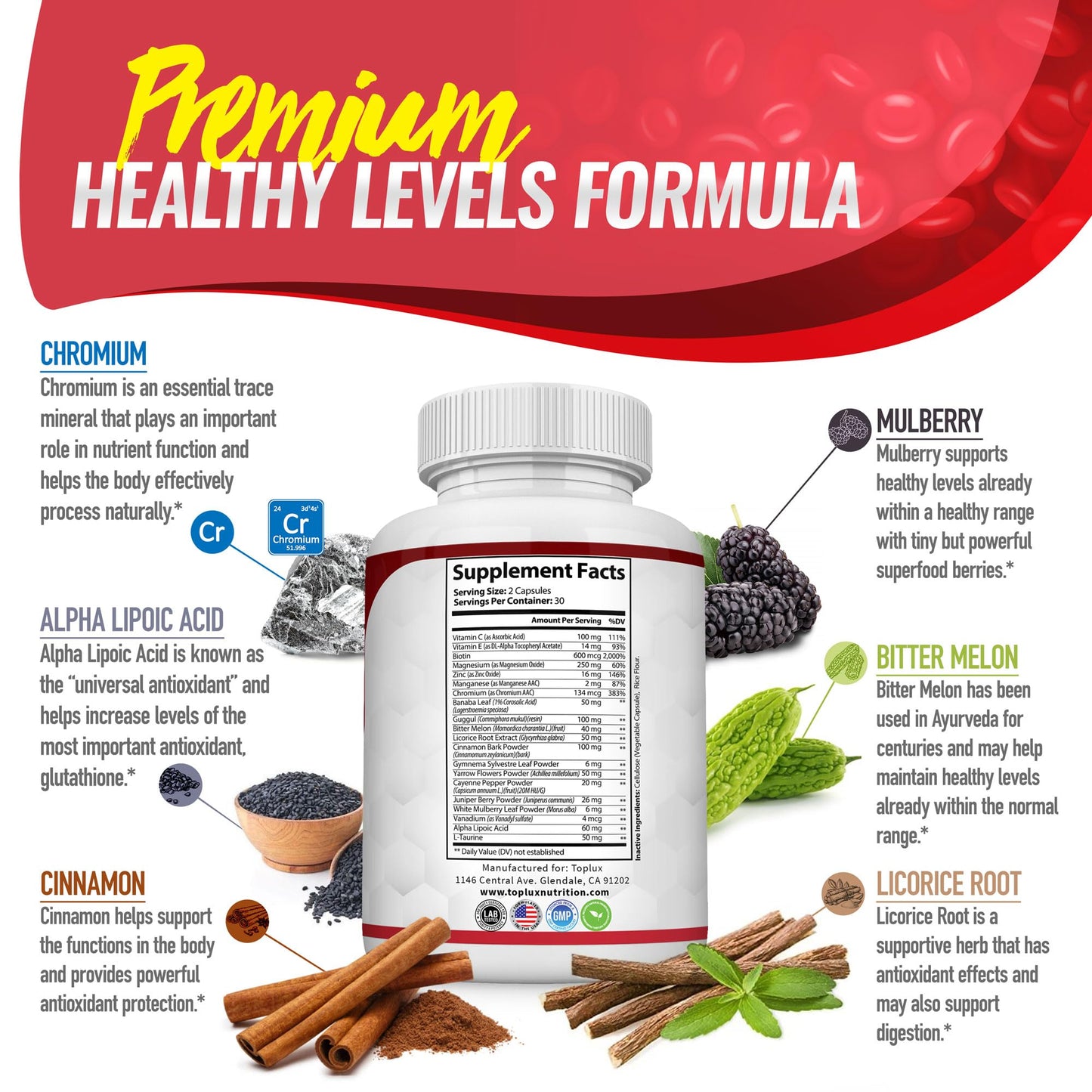 Blood Sugar Complex Supplement- Supports Healthy Blood Sugar Levels