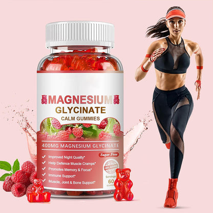 Magnesium Glycinate Gummies 400mg Raspberry Flavor