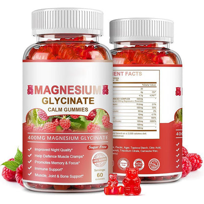 Magnesium Glycinate Gummies 400mg Raspberry Flavor